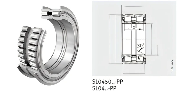 Available SL045044-D-PP-2NR Double Row Full Complement Cylindrical Roller Bearing